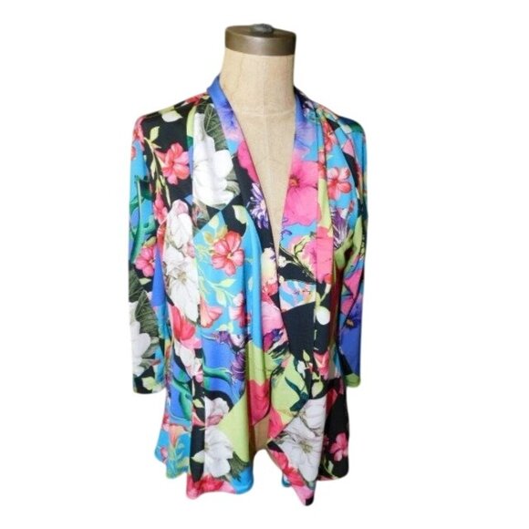 Slinky Brand Size XS Floral Print Slinky Stretchy Blouse Top - Picture 1 of 2